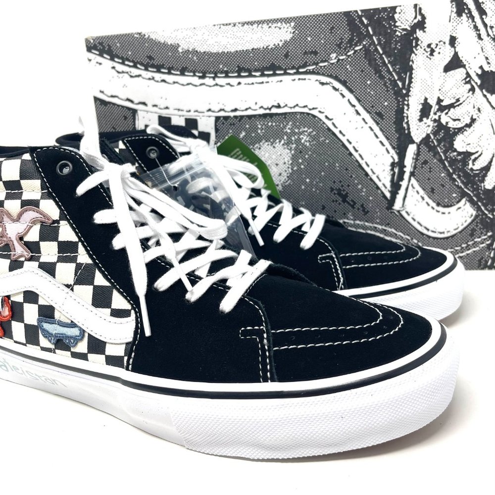 💖MEGA SALE💖Vans Sk8 Hi Men Checkered Black White Skate Sun VN0A5FCC89C - Picture 10 of 11
